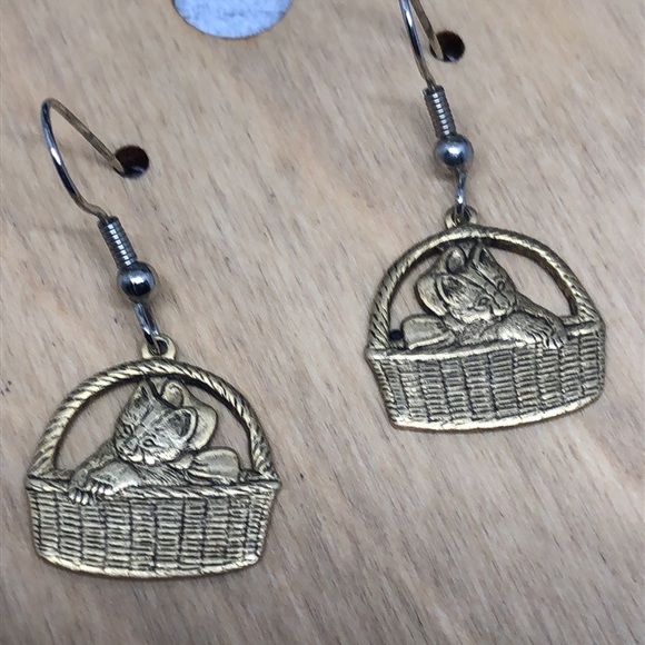 VINTAGE/RETRO kitty cat earrings - Picture 2 of 3